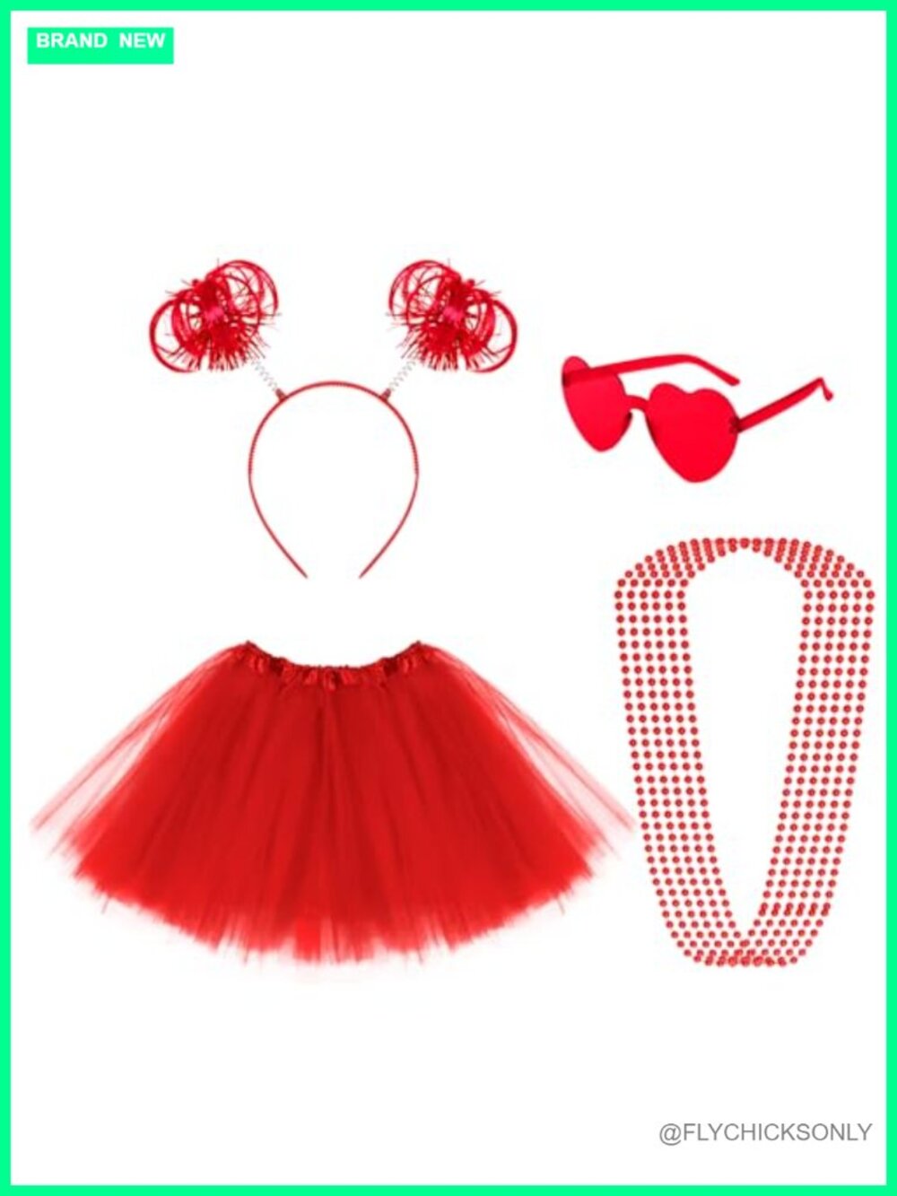 Women's Tutu Costume Accessory Set with Headband, Tulle Skirt, Sunglasses &